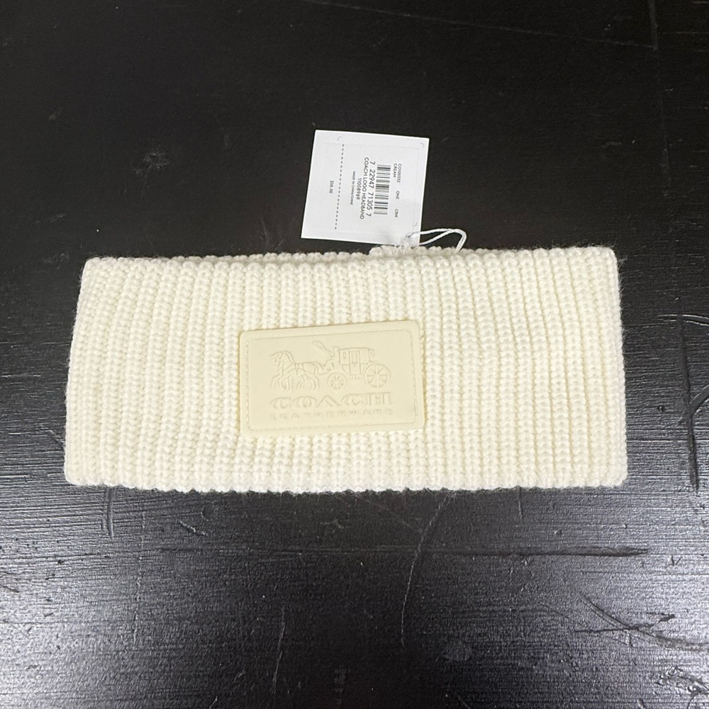 Coach Cream Knit Logo Headband – NWT